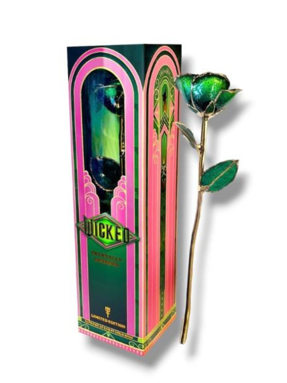 NEW - Steven Singer - 24K GOLD PLATED Jewlers Wicked Rose COLLECTIBLE - GREEN
